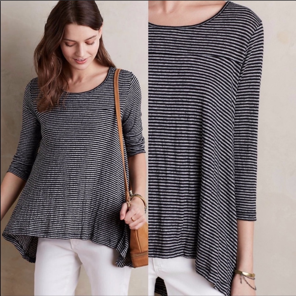 Anthropologie Postmark Striped Grey High Low Top